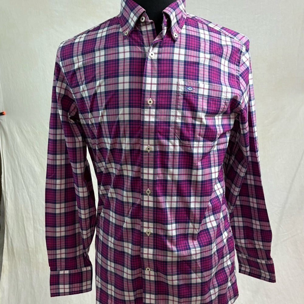 Southern Tide Long Sleeve Button Up  Plaid Classic Fit Shirt Size Small